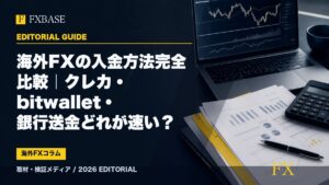 FXBASE記事サムネイル｜海外FXの入金方法完全比較｜クレカ・bitwallet・銀行送金どれが速い？